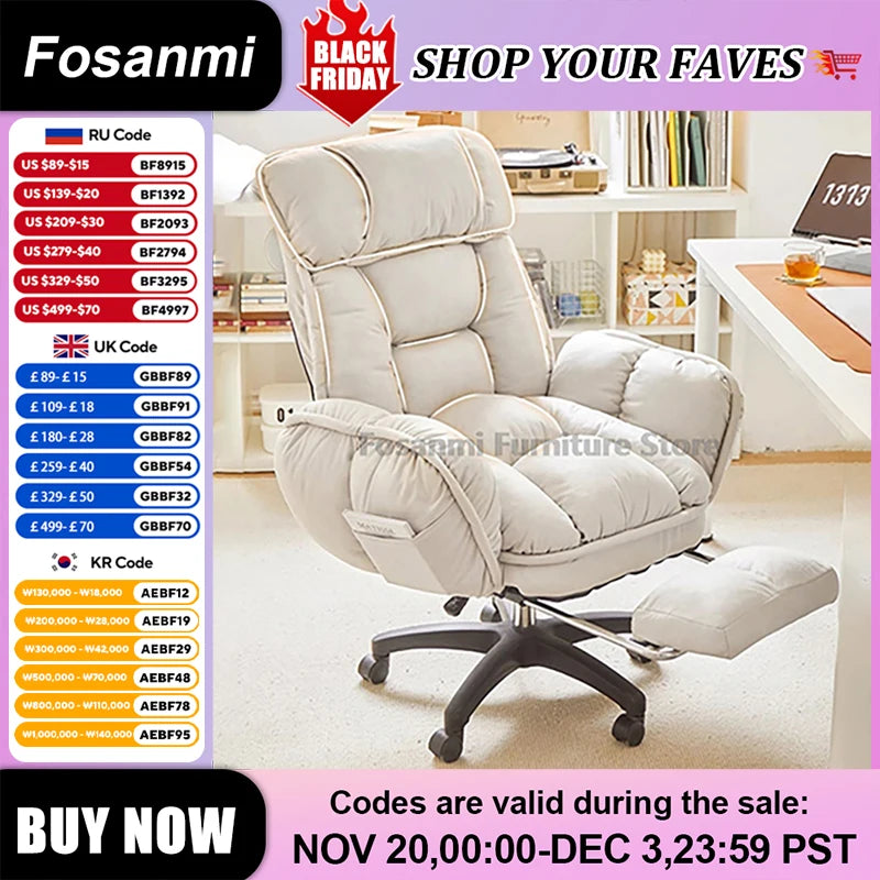 High-Back Gaming Recliner Chair Home Office Comfort Soft Desk Chair Ergonomic Wide Seat Computer Chairs with Adjustable Armrests