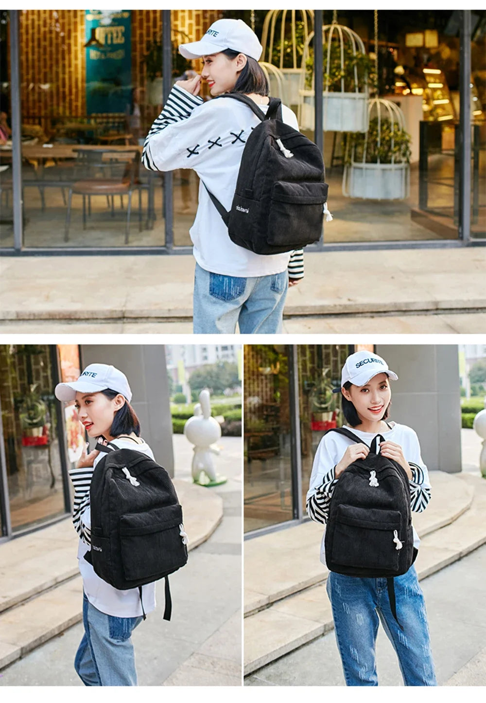 Personalized Corduroy Student Backpack, Anti-Theft Training School Bag for Teens, Unisex Classic Campus Shoulder Bag Knapsack