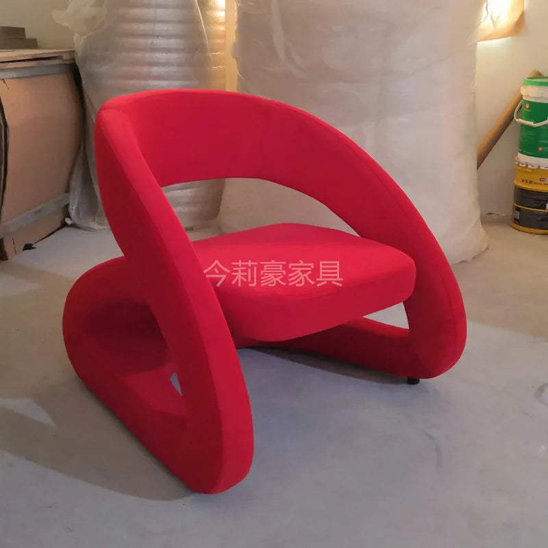 Lazy Nordic Living Room Chairs Red Leisure Comfy Puffs Modern Bedroom Chairs Lounge Design Hotel Sillas De Sala Home Furniture