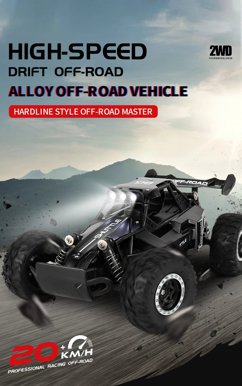 ZWN 1:16/1:20 2.4G Model RC Car With LED Light 2WD Off-road Remote Control Climbing Vehicle Outdoor Cars Toy Gifts for Kids