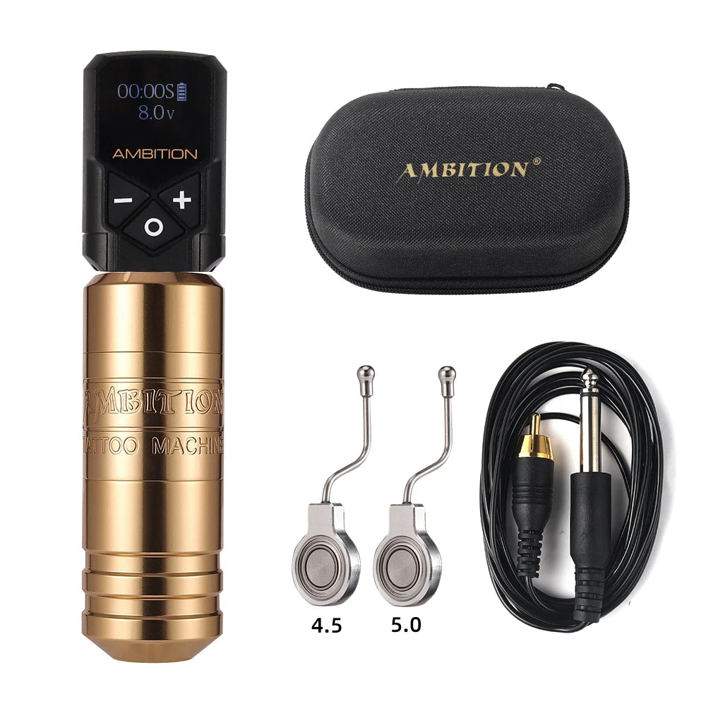 Ambition Torped 32 Powerful Brushless Motor 4.0mm-4.5mm-5.0mm Stroke Rotary Tattoo Pen Machine With RCA Cord For Tattoo Artists