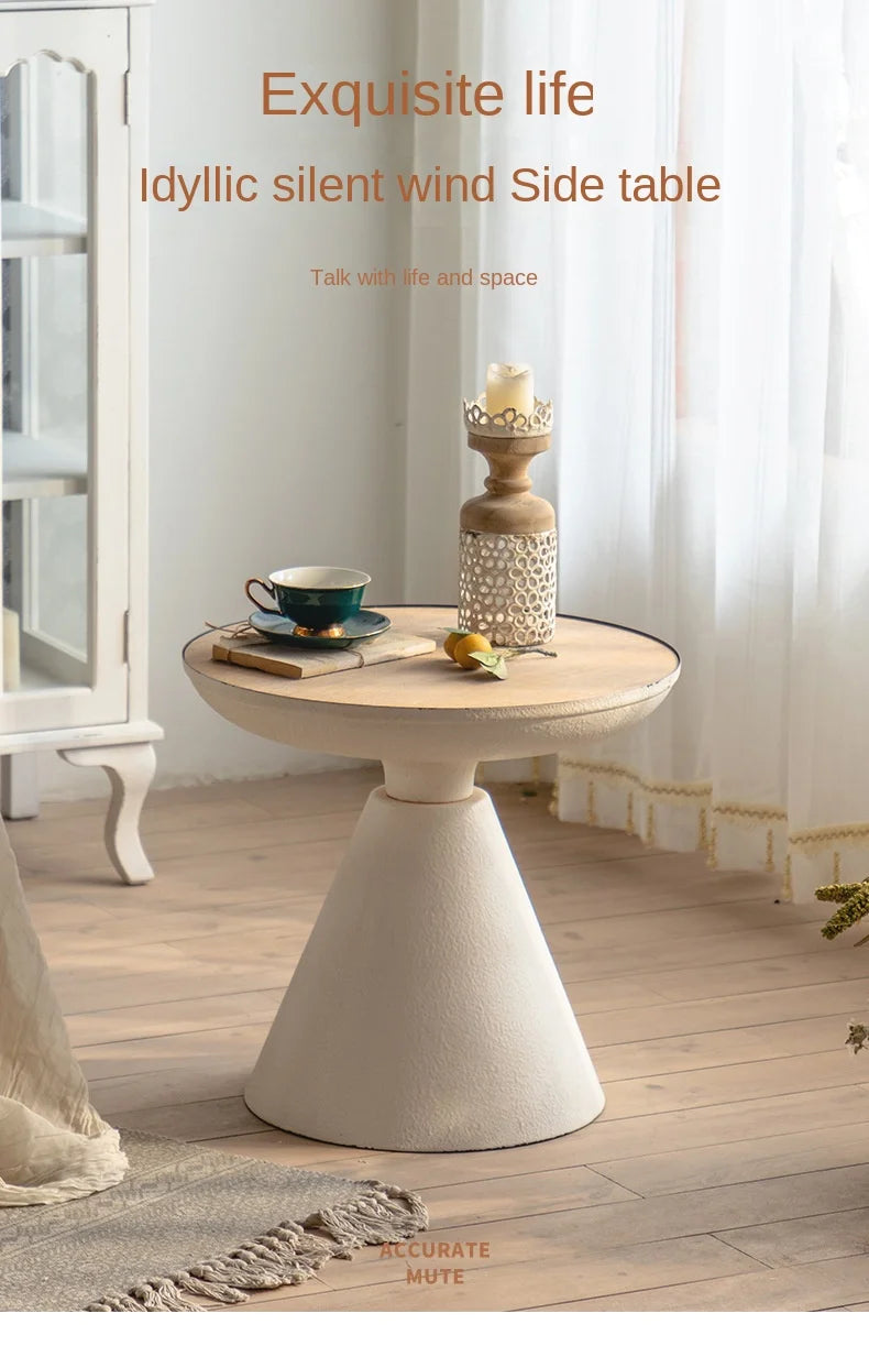 IHOME Retro Small Family Living Room, Small Wooden Table, Coffee Table Beside Sofa, Home Stay Balcony, Leisure Iron Tea Table