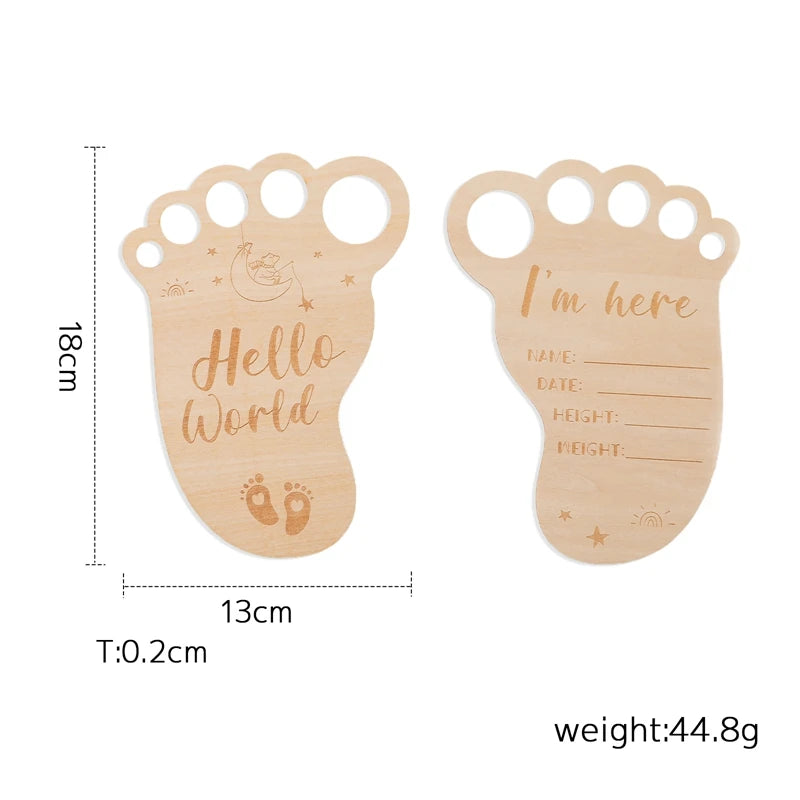 Baby Milestone Number Monthly Memorial Cards For Newborn Baby Paper Wooden Engraved Age Photography Accessories Birthing Gift
