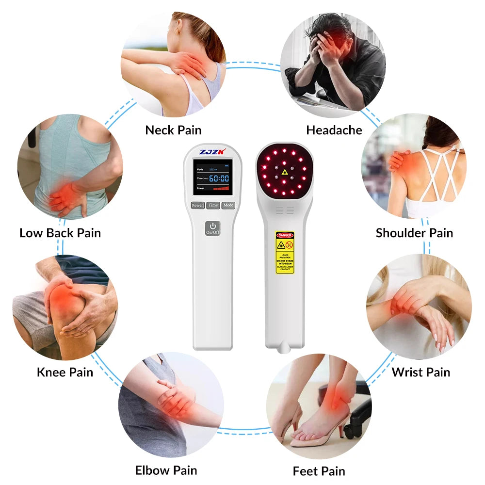 ZJZK Professional Therapeutic Cold Laser Physiotherapy Relax Treatment Massager Laser Therapy Device 808nm 650nm 880mW for Pain
