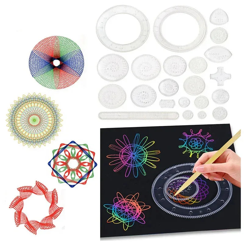 Spirograph Drawing Kit - Interlocking Gears & Wheels Set, Creative Geometric Art Toy for Kids Educational Gift