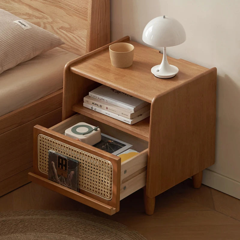 Chinese Vintage Nightstands Simple Rustic Mid Century Classic Nightstands Bedroom Hidden Storage Meubles De Chambre Furniture