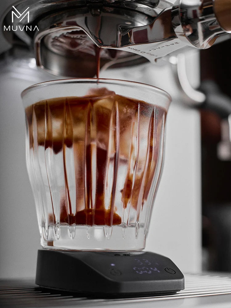 MUVNA Mini Electronic Scale Espresso LED Weighing 0.1g High Precision Measures Portable Coffee Scale With Powder Receiving Cup