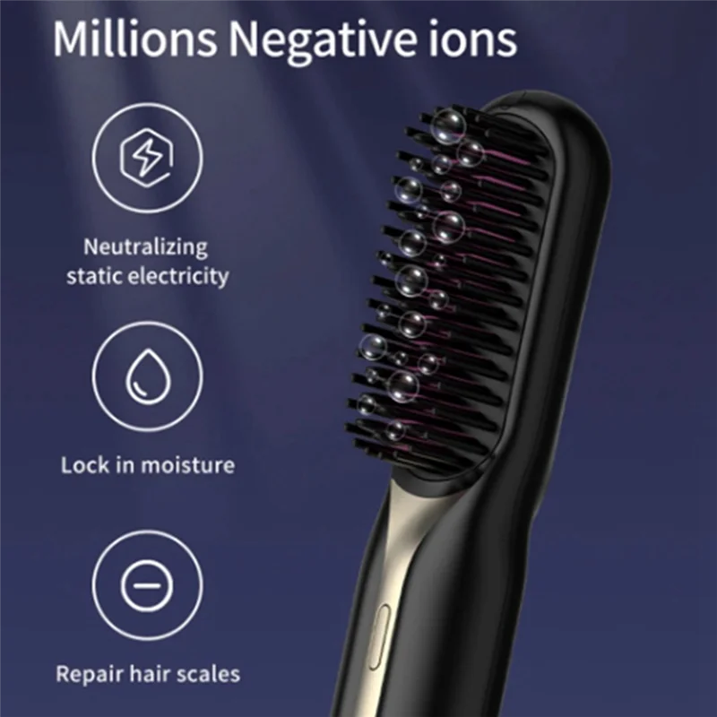 FZFZ Cordless Hair Straightener Hot Heating Comb Professional Electric Brush For Hair Smoothing Iron Negative  Hair Care