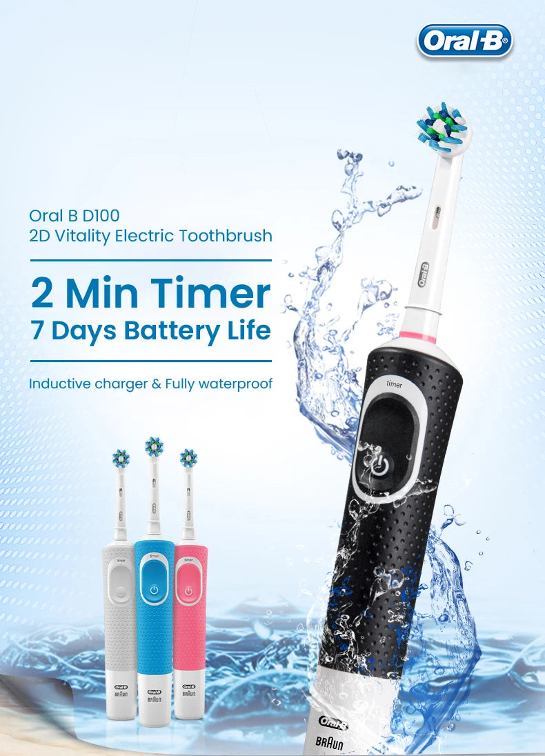 Oral B D100 Electric Toothbrush 2D Vitality Cleaning Teeth Brush Waterproof Electronic Teeth Brush Inductive Charger With Timer