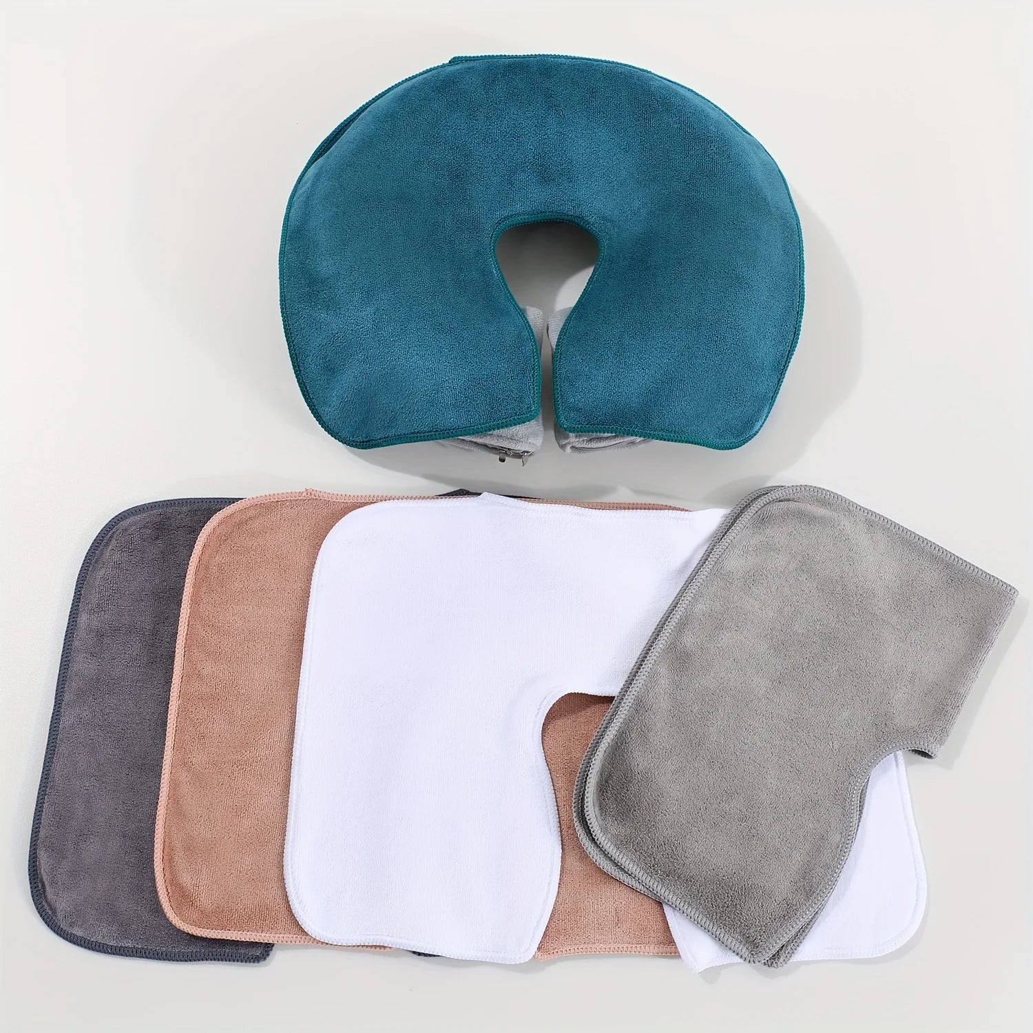 1pc Heart-Shaped U Face Perforated Massage Towel - Soft Fluffless Machine Washable Durable for Spa Beds/Tables & Beauty Parlors