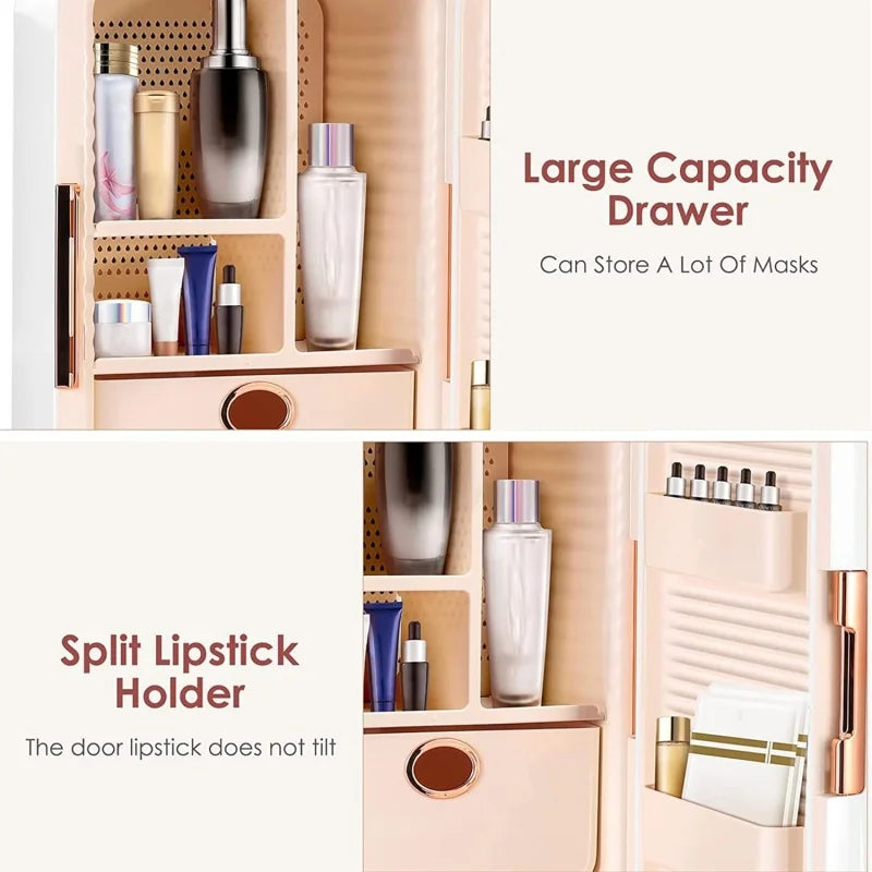 Mini Skin Care Fridge Makeup Cooler 8-18°C Constant Temperature LED Light Beauty Refrigerator for Bedroom Skin Care & Cosmetics