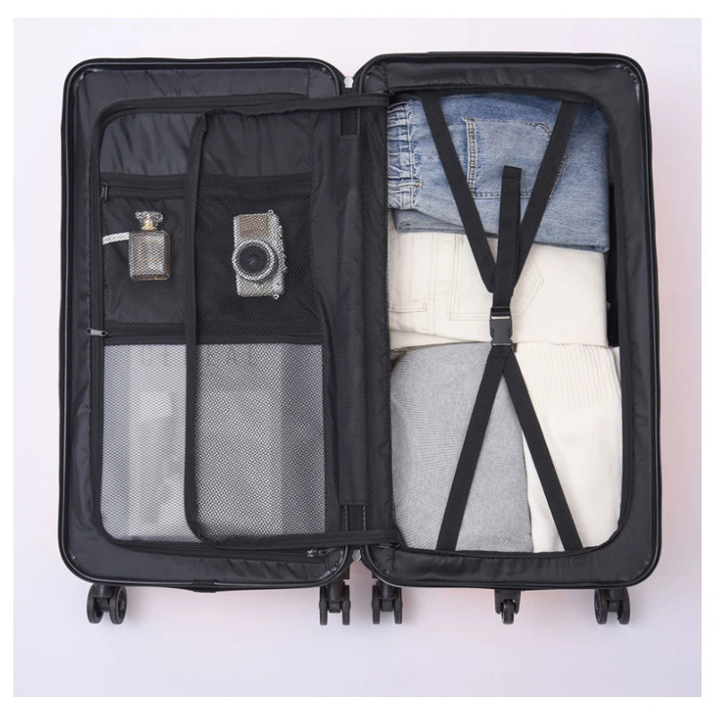 Rectangular Travel Carrier PC Large Size Lightweight Carry-on Suitcase with Five Wheels Luggage Case Travel Bag Spring Cushioned