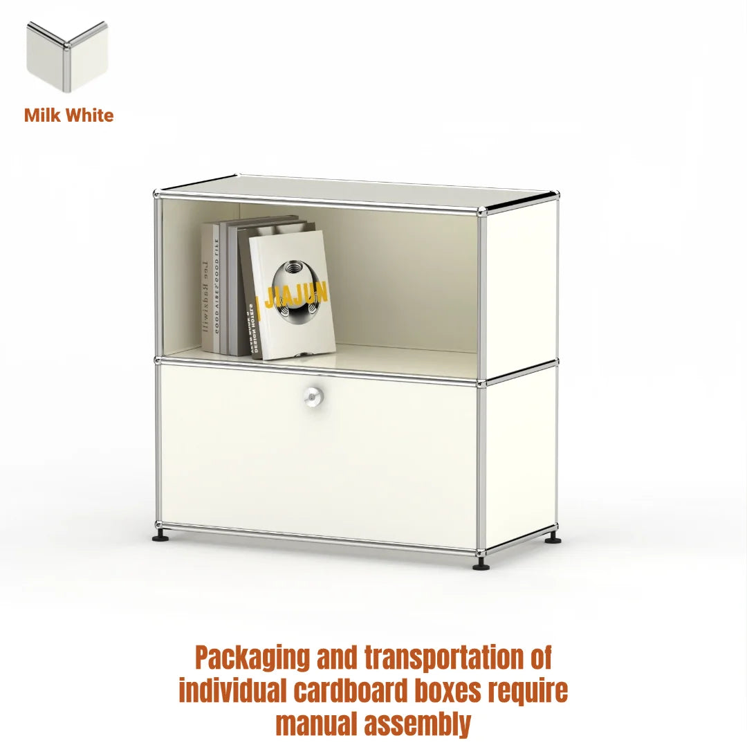 Modern Steel Flip Door Cabinet｜2-Tier Modular Storage Unit｜Custom Color Metal Organizer for Entryway, Living Room or Office