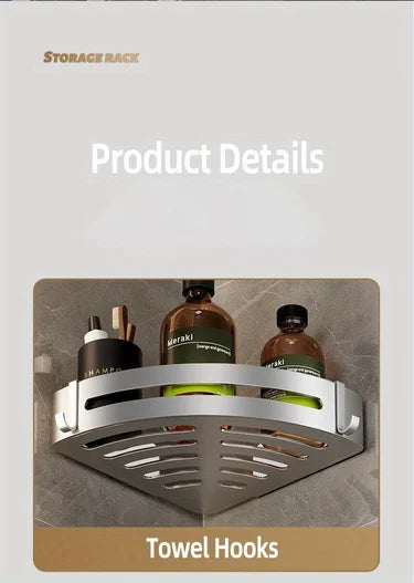 1 Piece Of White Storage Rack For Bathroom Storage Bathroom Partition Wall Mounted Triangular Square Bathroom Accessory