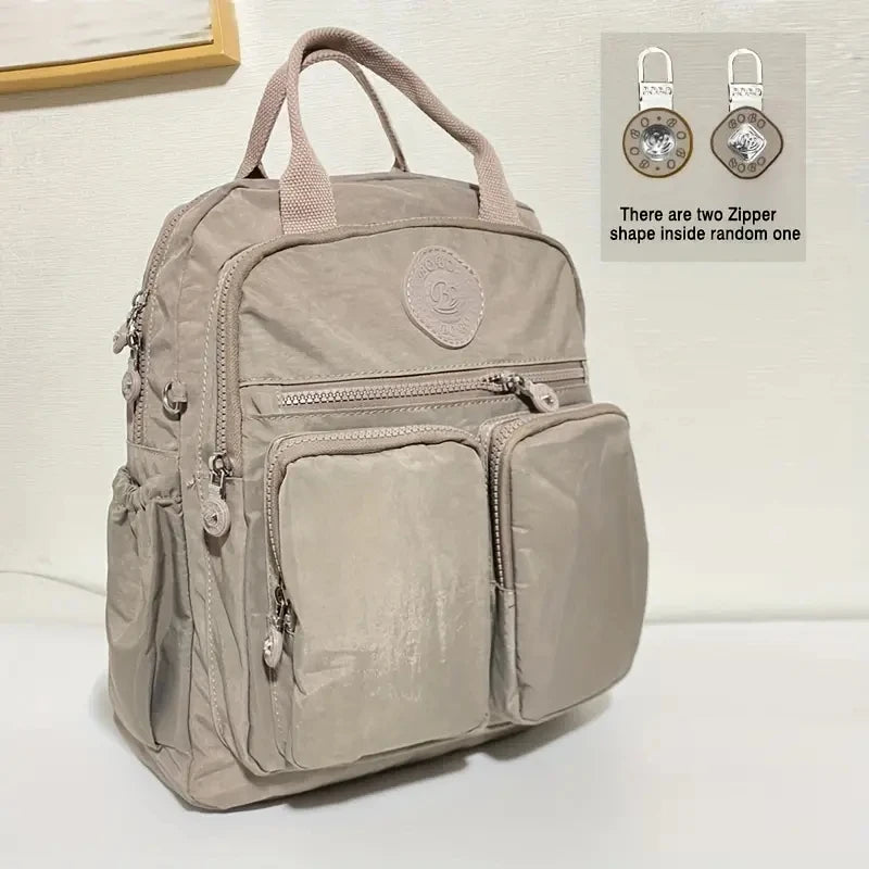 Fashion Woman Backpack Waterproof Nylon Soft Handle Solid Multi-pocket Travel Zipper Feminina School Bags Laptop Backpack
