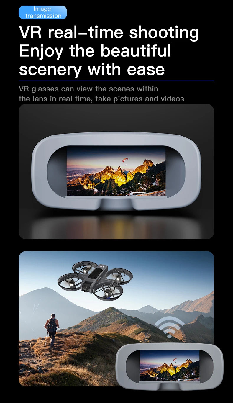 DWi X226 VR FPV Drone 4K HD Dual Camera Aircraft Brushless Motor WIFI 5G RC Quadcopter Optical Flow Positioning Mini Drone Toys