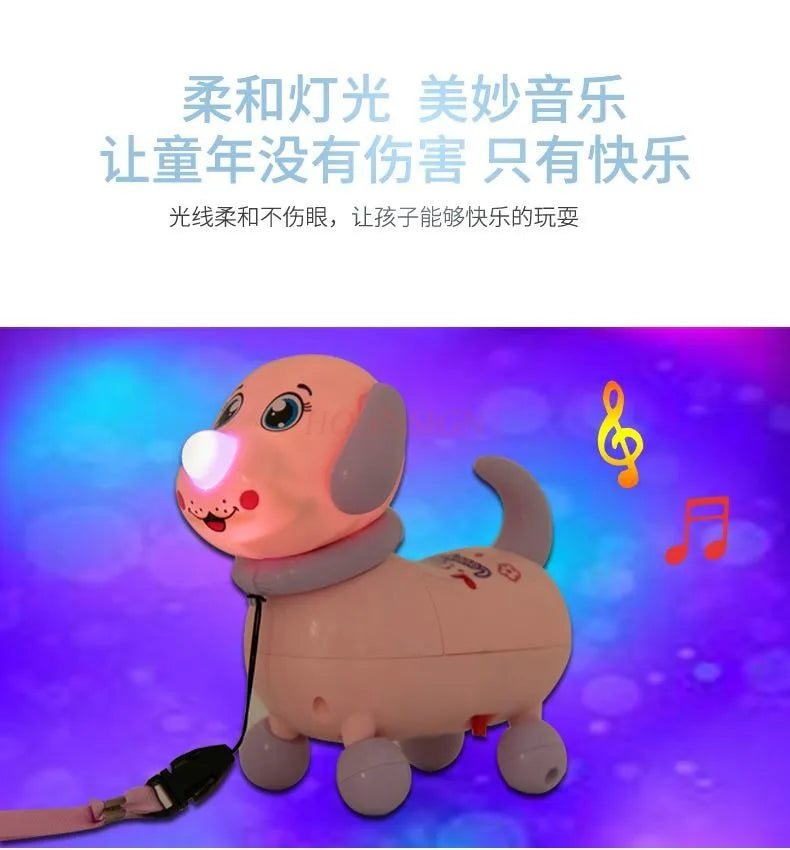 Electric leash machine, puppy toy, cartoon animal that can walk, light, music, pet dog
