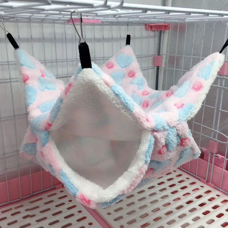 Hamster Hideout Cage Print Fleece Guinea Pig Sugar Glider Sleeping Bed Rodent Hammock Rat Little House Animals Supplies