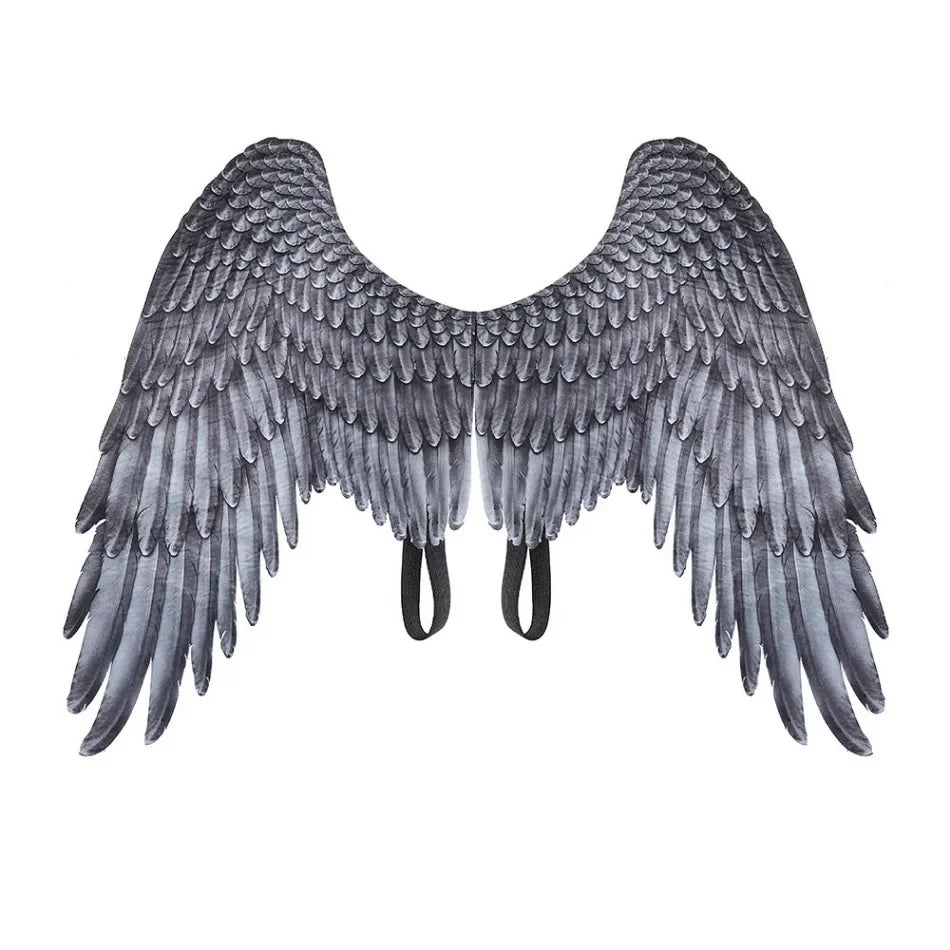 Halloween 3D Angel Wings Costume With Elastic Straps Halloween Party Mardi Gras Feather Wing Adult Kids Evil Cosplay Accessories