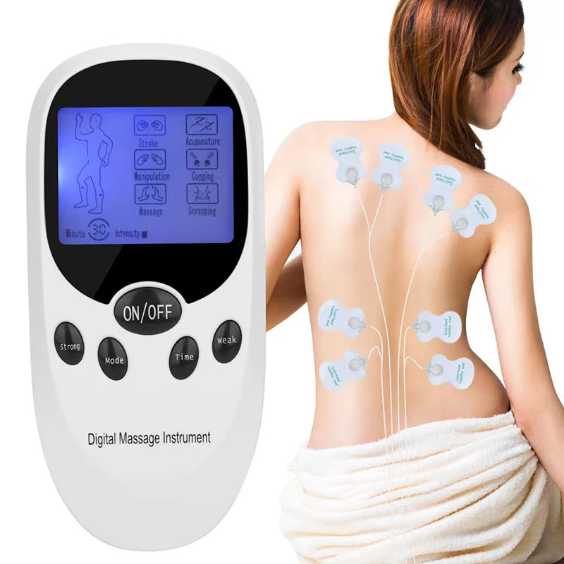Dual Channel Electric TENS Physiotherapy Massager Relax Muscle  Stimulator + 8 Gel Electrode Pads Health Care