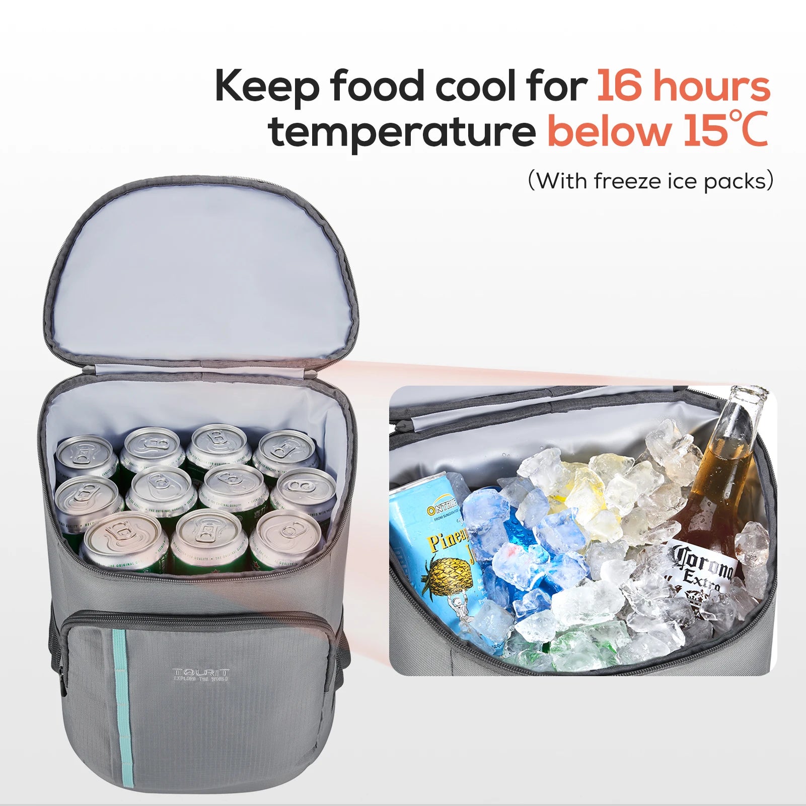 Thermal Backpack TOURIT Picnic Cooler Bag Large Capacity Meal Thermal Bag With Bottle Opener Leakproof Insulated Cooler Bags