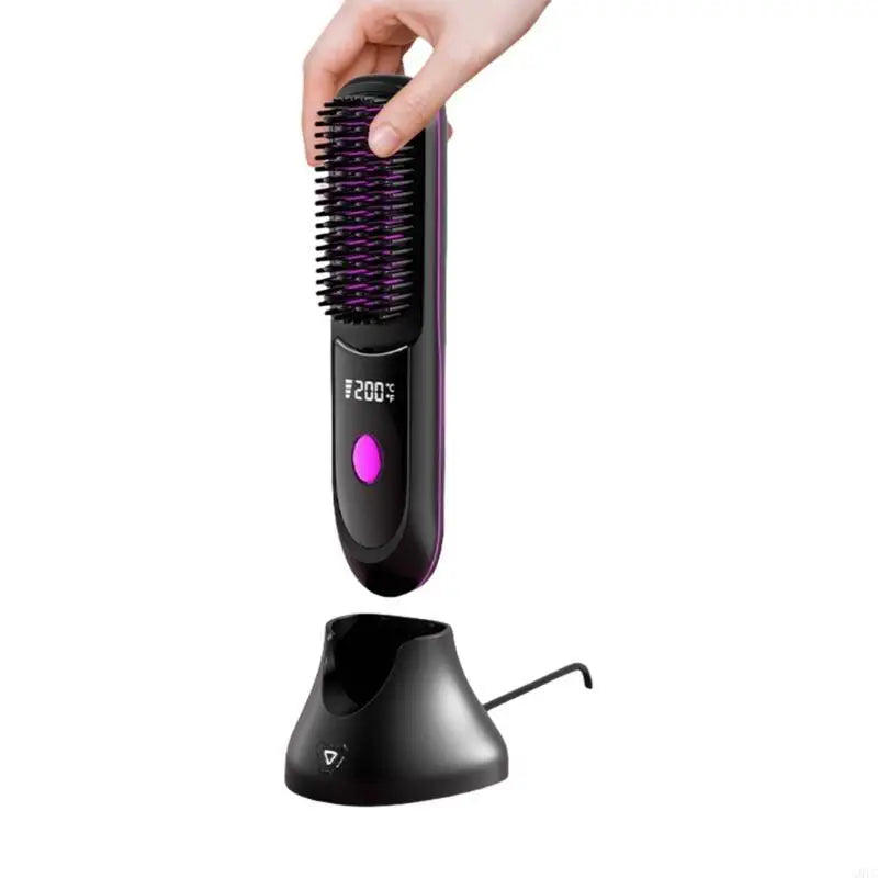 G8TC Cordless Hair Straightener Brush Fast Heating 3 Gear Adjustable Temperature USB Rechargeable Hair Straightening Comb