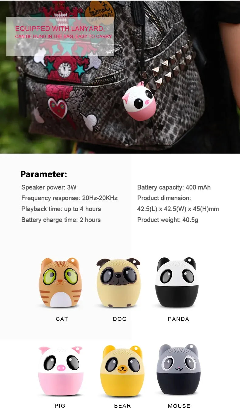 Electronic Pet Mini Bluetooth Speaker 3W TWS Stereo Small Wireless Speaker Portable Animal Pet Micro Speaker Christmas
