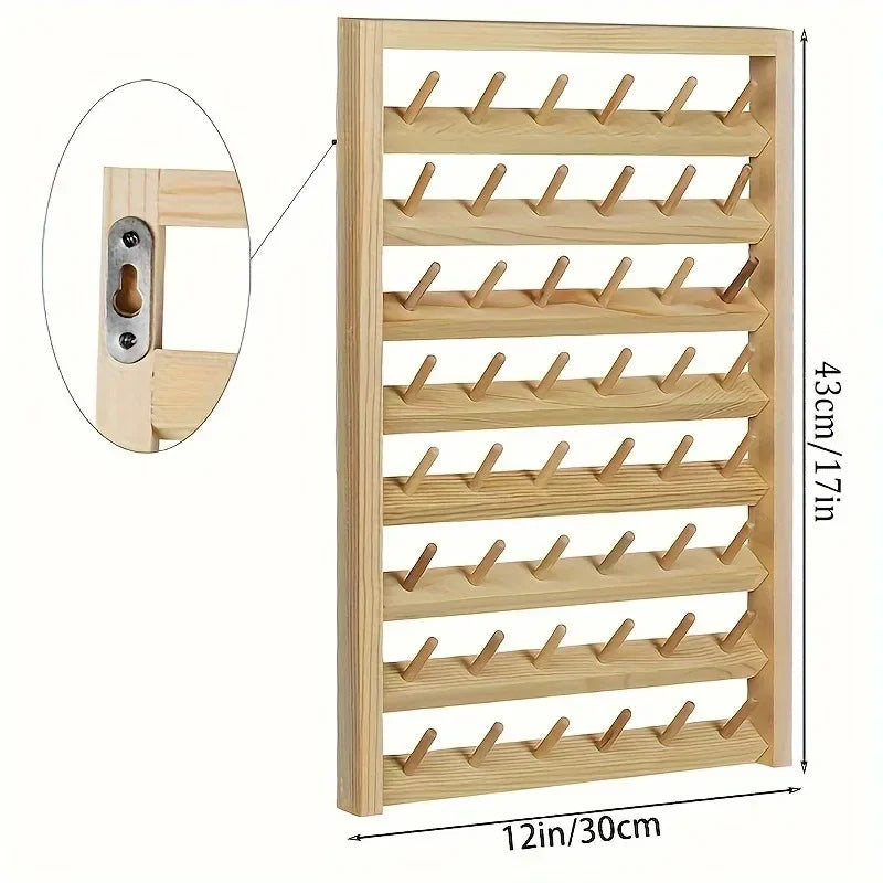DIY Home Spindle Rack Wall Hanging Wooden Spool Sewing Thread Rack Storage Rack Hair Accessories Wig Display Organizer