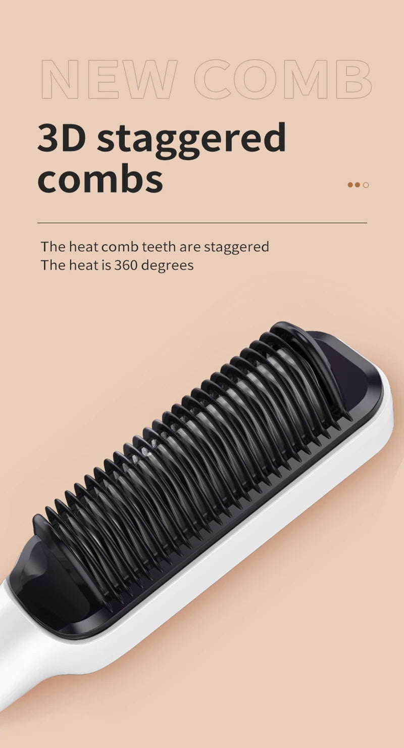 Electric Heating Straight Comb Double Use LCD Electric Hair Straightener Curler Anti-Scalding Styling Tool Straightening Brush
