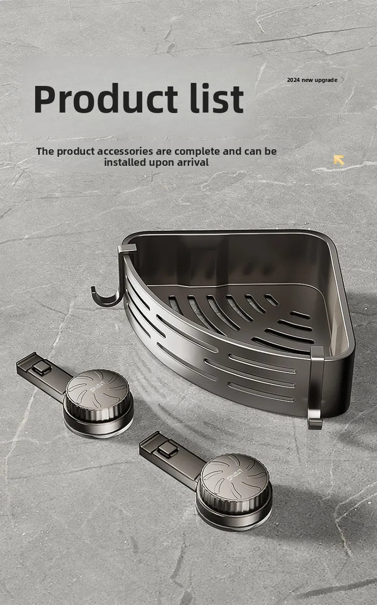 Bathroom suction cup triangular basket storage rack, bathroom washbasin corner, no need to drill holes, wall-mounted toilet
