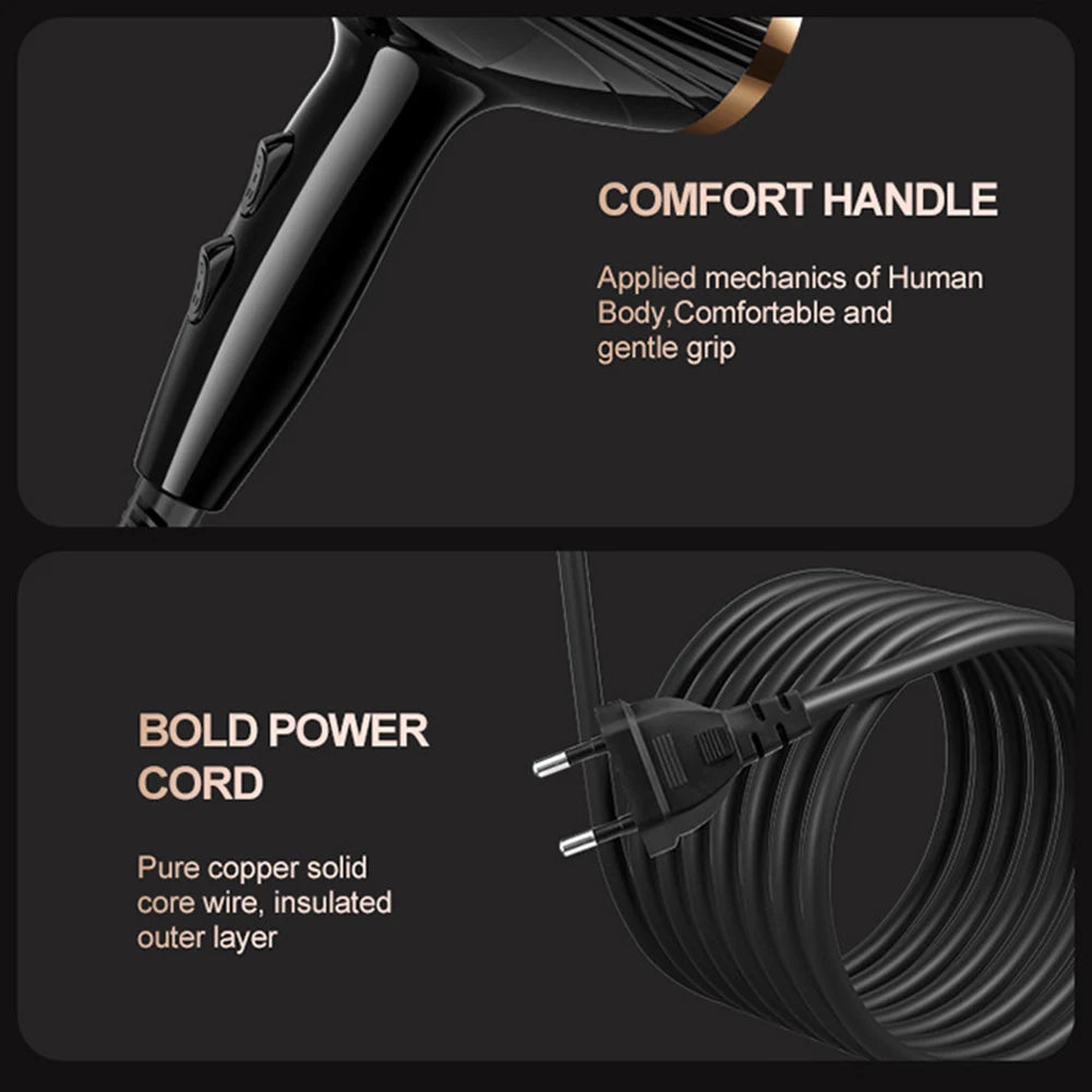6 In 1 High-Powered Low Noise Hair Dryer Powerful Fast Dry Hot Cold Wind Hair Dryer For Home Travel Hair Styling