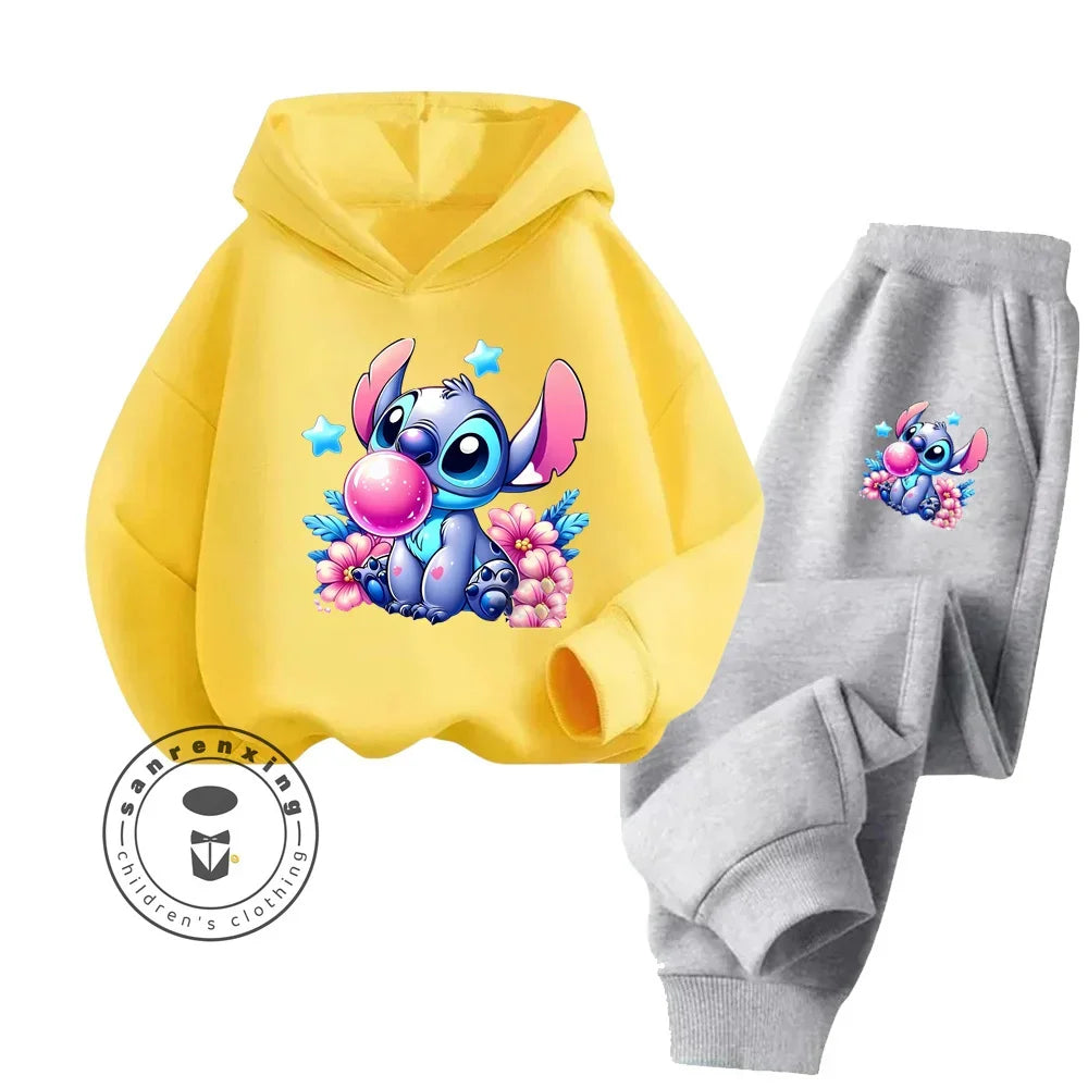 Cheap Popular Simple Stitch Long Sleeve Boy Girl Casual Wear Fun Graphics Everyday Style Energetic Spring Fall Sweatshirt Set