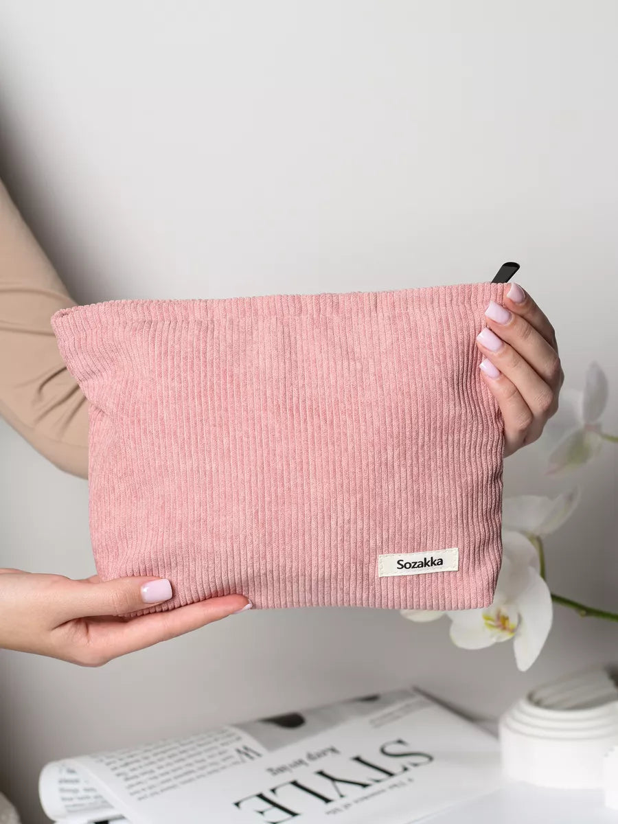 Corduroy Women's Bag Female Large Capacity Cosmetic Bag Fashion Clutches Purse For Women