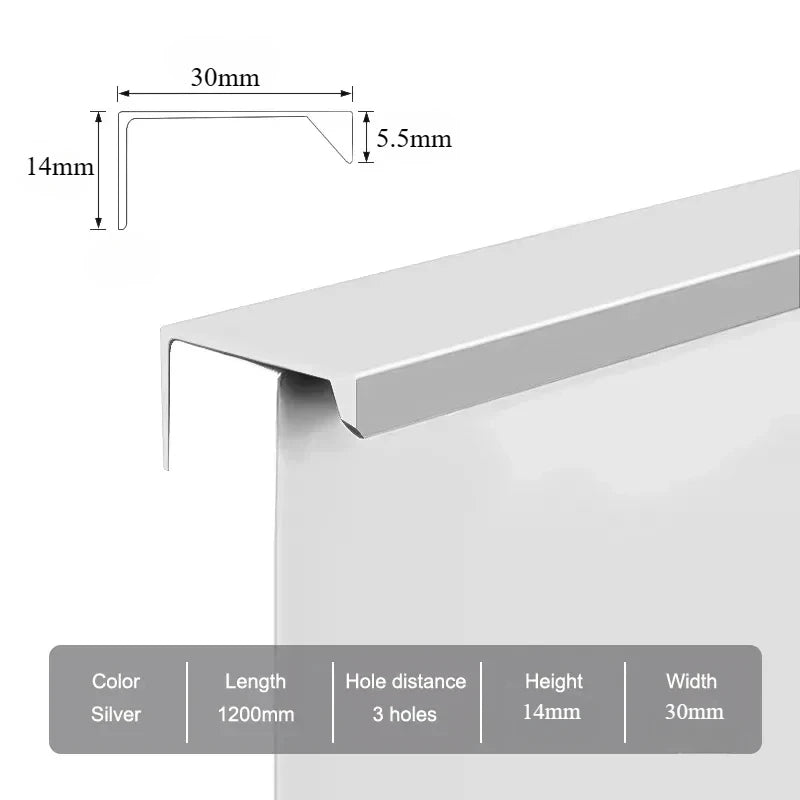 Hidden Furniture Handles Matte Black Gold Silver Kitchen Cabinet Pull Wardrobe Pull Not punched Handles for Cabinets and Drawers