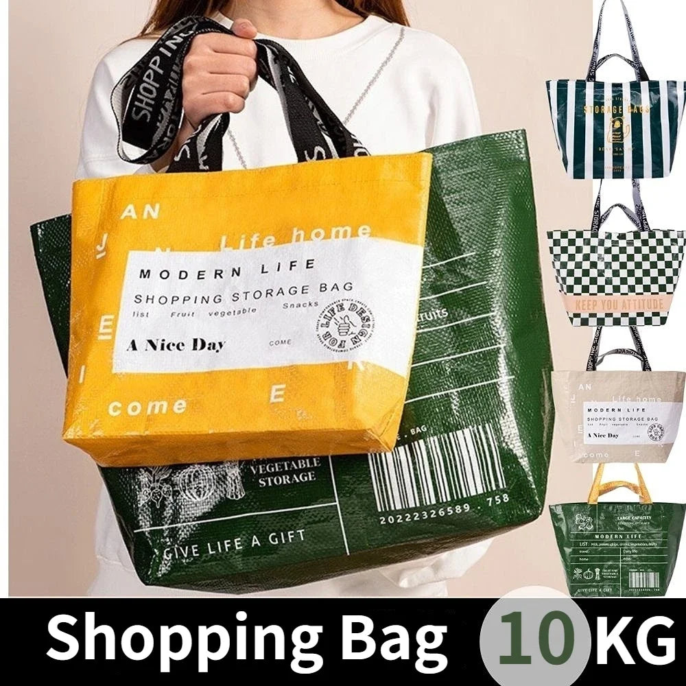 Large-capacity Waterproof Supermarket Grocery Shopping One-shoulder Portable PP Woven Shopping Bag for Retail Store,boutique