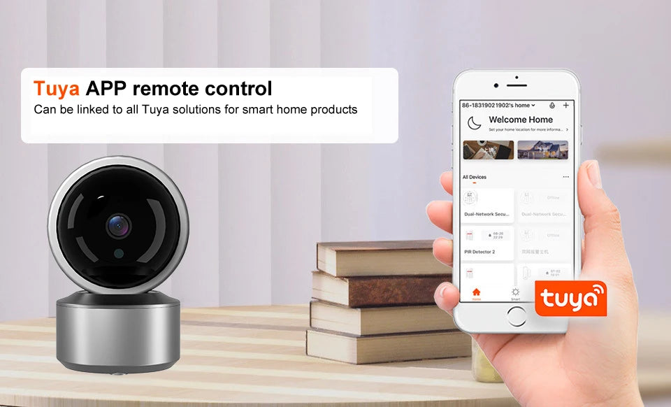 5MP WiFi Baby Monitor Security Camera, Tuya Smart Life APP, 355° PTZ Auto Tracking, IR Night Vision, 2-Way Audio Indoor IP Cam