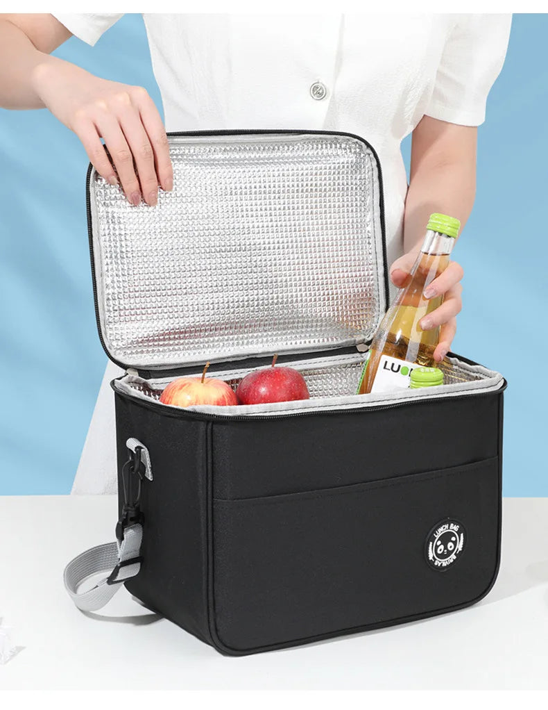 Capacity hand-held with shoulder strap insulated bag, lunch box bag, student thickened waterproof lunch bag.