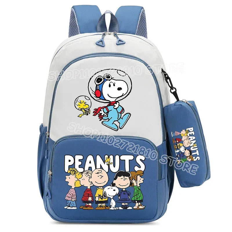 2pcs Snoopy School Bag Boys Girls Large Capacity Water-repellent Student Backpacks High Value Cute Cartoon Print Bookpack Gift