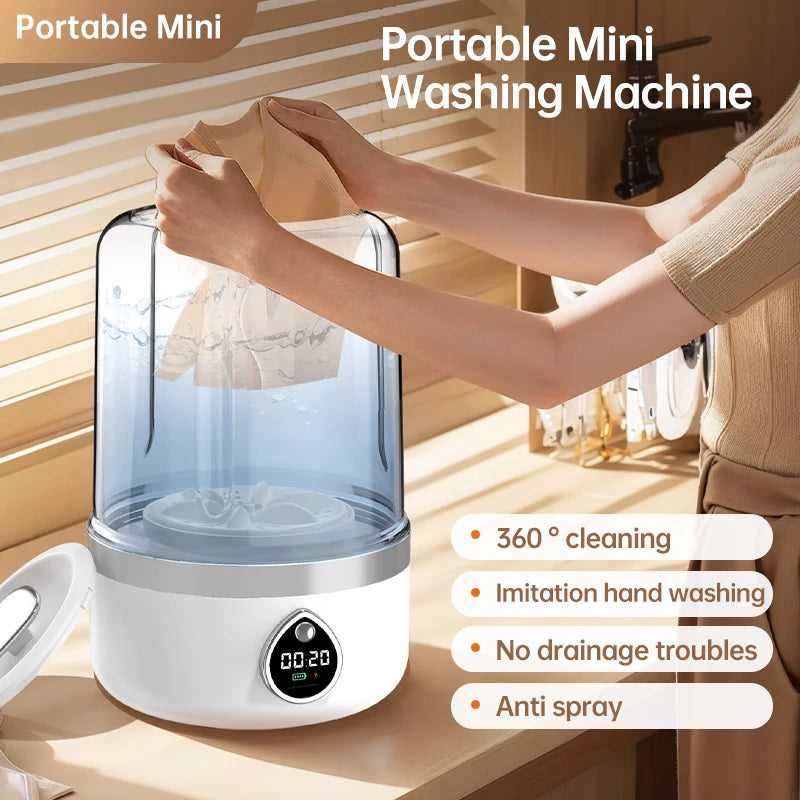 F1 portable mini washing machine with USB charging, silent and fully automatic washing machine, a must-have for dormitory travel