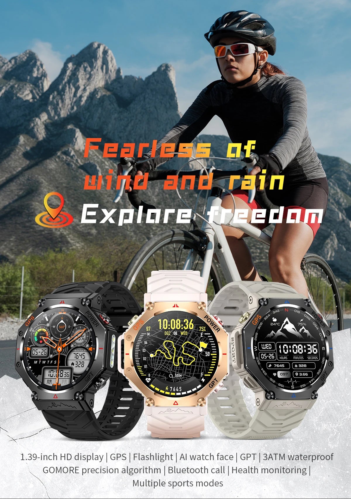 Military Smart Watch T-Rex 3 Bulit-in GPS Compass Altimeter Barometric 10ATM IP69K Waterproof AMOLED Bluetooth Call Smart watch