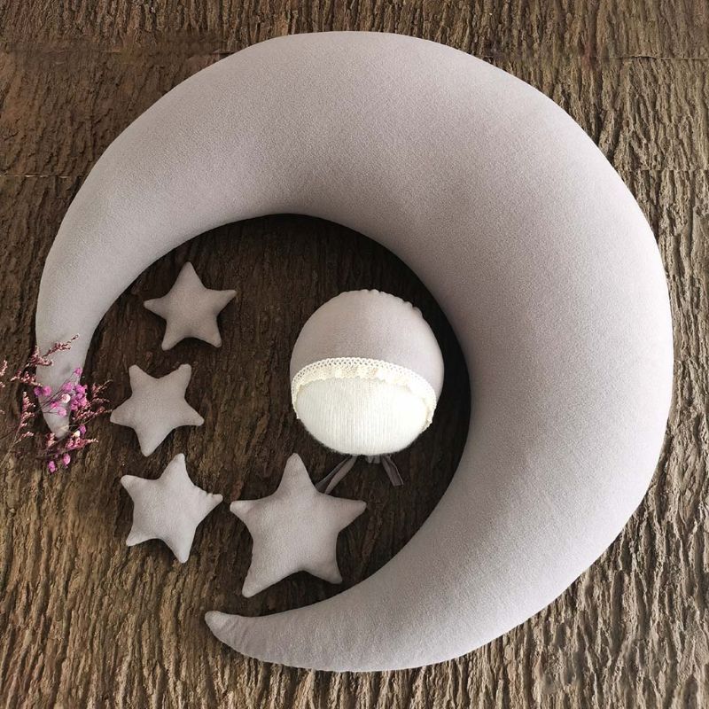 ❤️Newborn Photography Props Accessories Posing Crescent Pillow+Stars+Hat 6Pcs/Set Studio Baby Photo Decoration Moon Fotografia