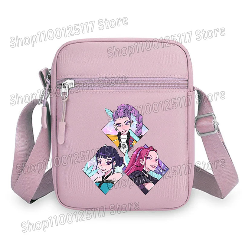 Demon Hunters Kpop Crossbody Bag Women Shoulder Bags Girls Square Bag Mobile Phone Storage Bags Outdoor Anime Printed Handbag