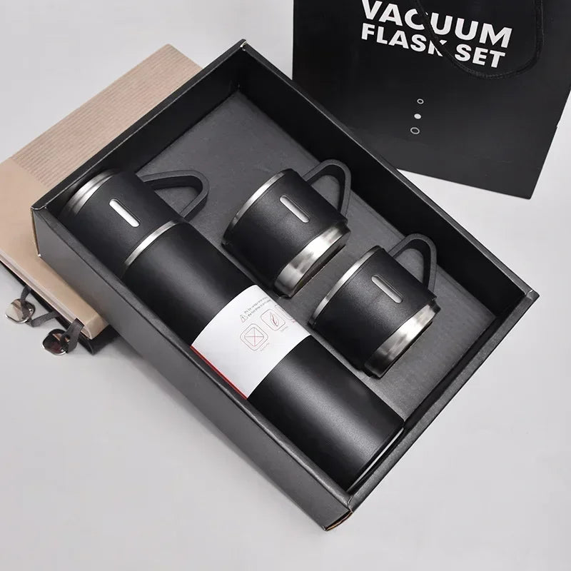 Stainless Steel Vacuum Flask Gift Set Business Style Thermos Bottle Outdoor Travel Insulation Cup for Couple Office Drinkware