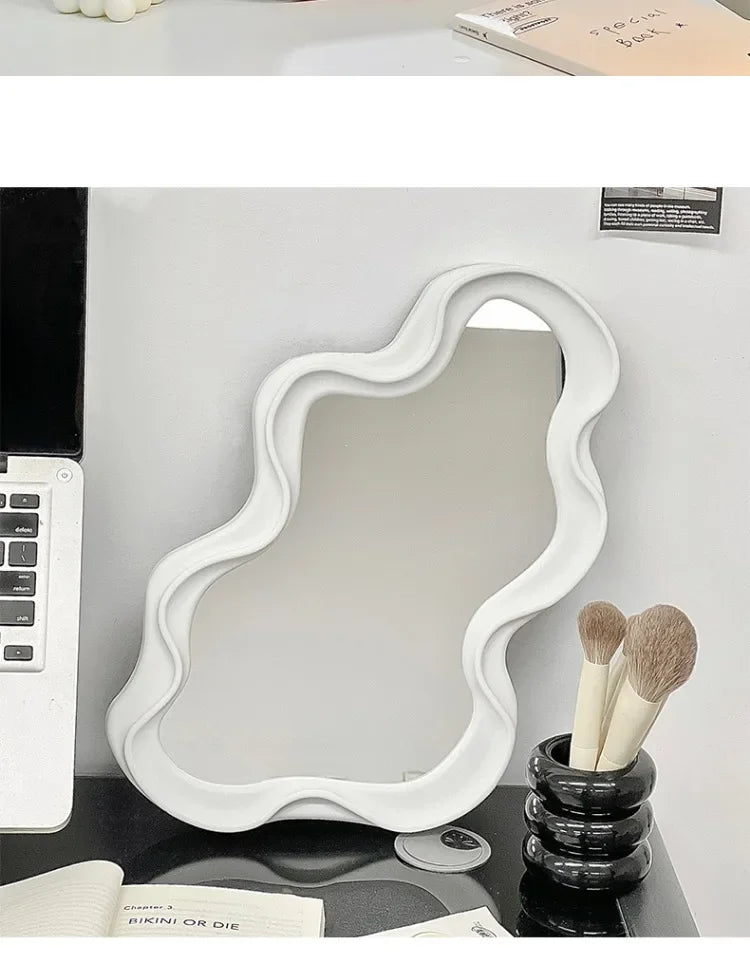 Wavy Wall Mirror Items Girls Small Floor Funky Cloud White Cute Mirror Men Nordic Korean Plastic Espelhos Home Decorations Cheap