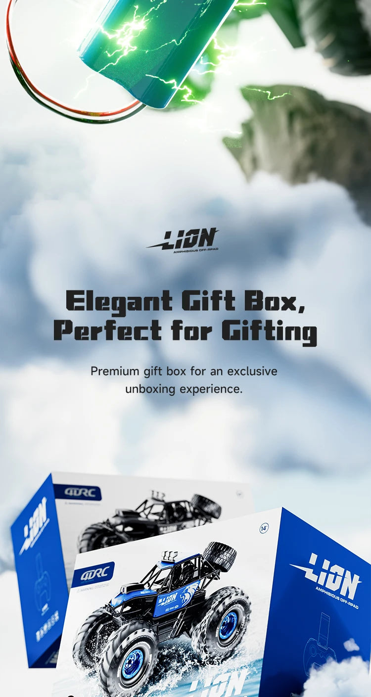 4DRC New Y10 Remote Control Car 2.4G Rc Boat Waterproof Amphibious Stunt Car 4WD All Terrain Truck Toys for Kids Birthday Gifts