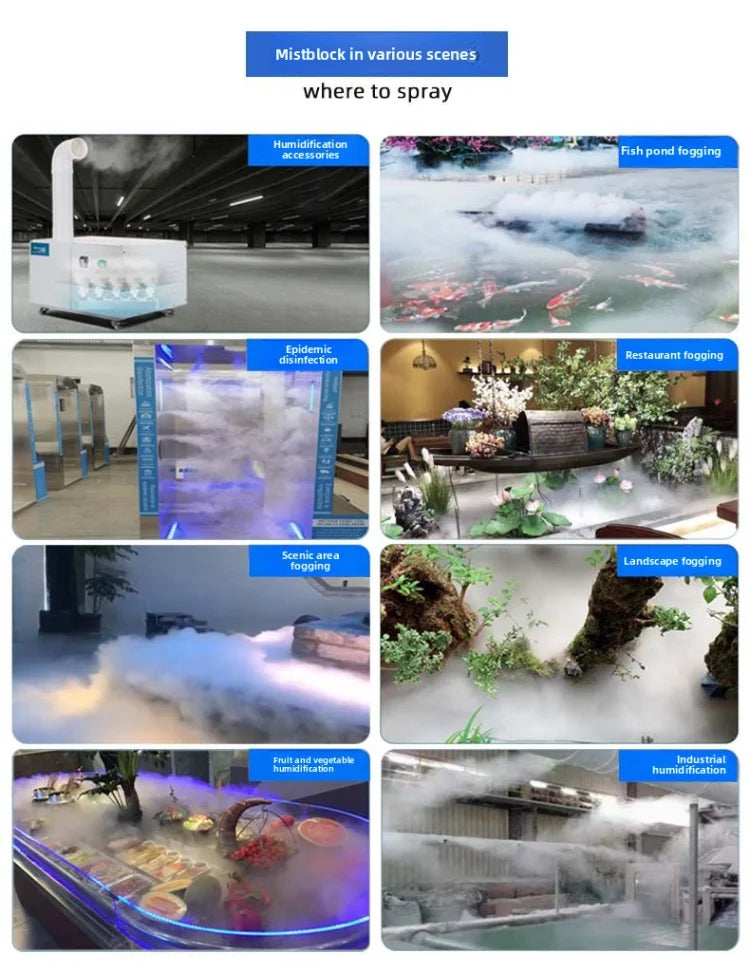 DC48V Ultrasonic Industrial Humidifier 10/12 Head Fog Sprayer Commercial Nebulizer Mist Maker Greenhouse/landscape Fog Generator