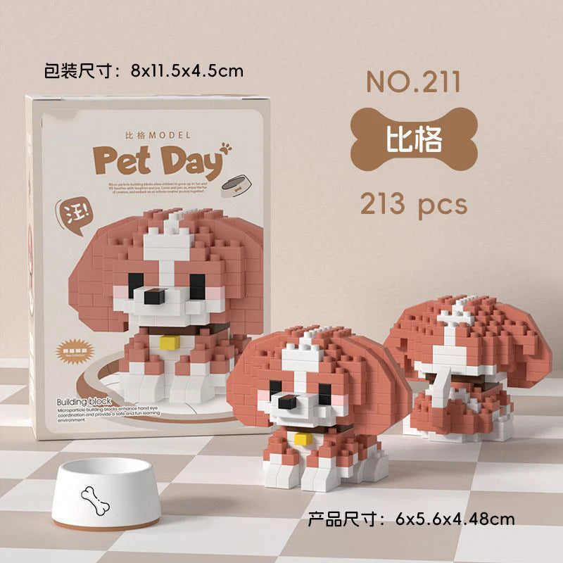 Animal Small Particle Dog Cat  Mini Building Blocks DIY Assembly Brick Sets Educational Toys for Kid 10 To 12 Year Birthday Gift