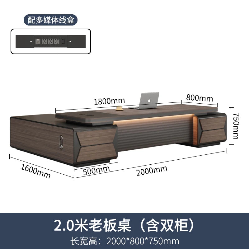 L-shaped luxury chairperson's room manager chair combination simple modern president's desk furniture Executive Office Desk home