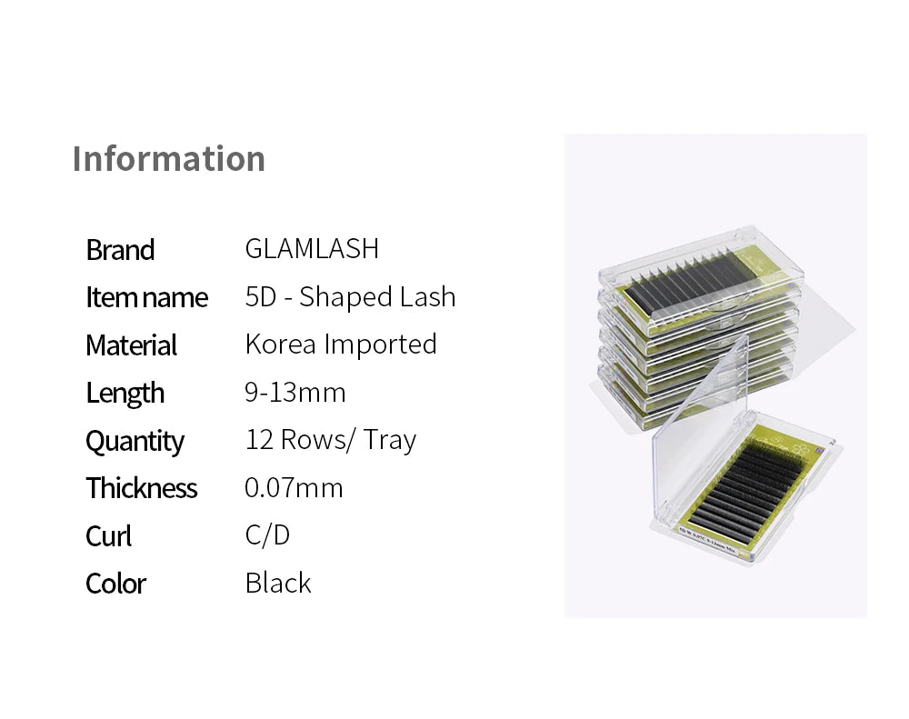 GLAMLASH 3D 4D 5D W Shaped Eyelash Lashes Easy Fan Eyelash Extensions Wholesales YY Premade Volume 12 Rows W Style Natural Soft