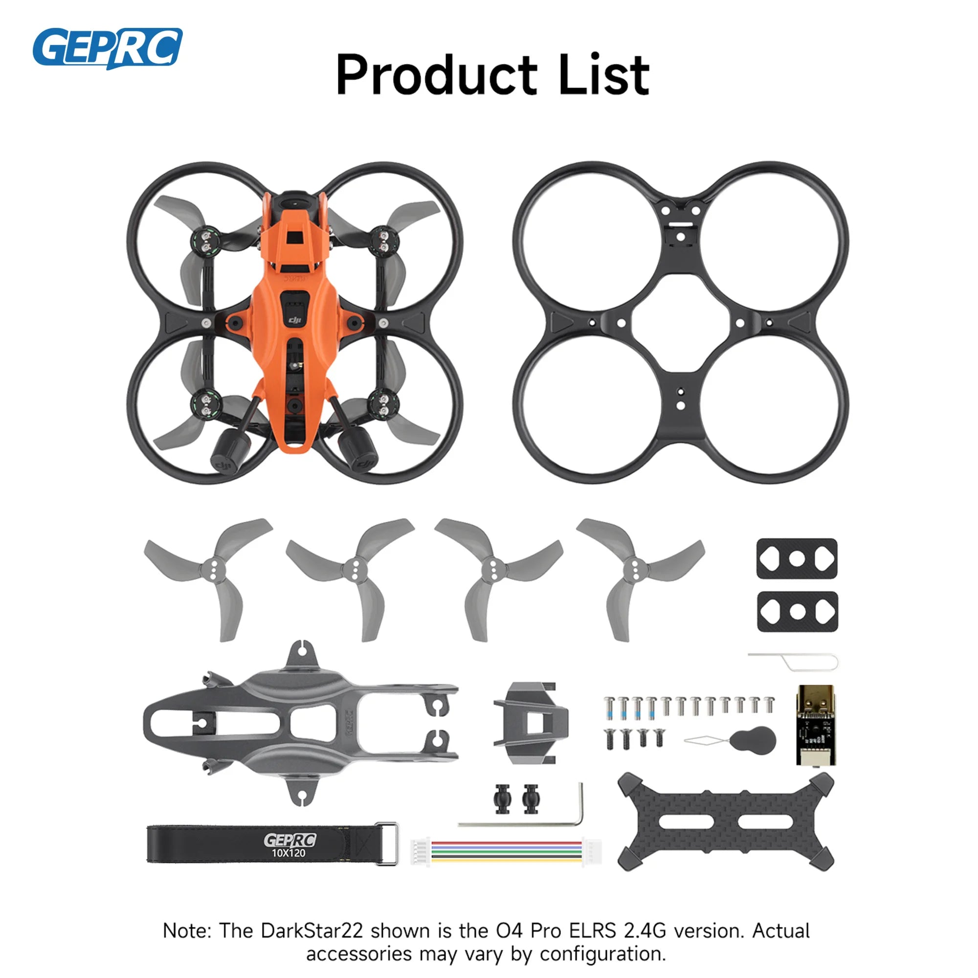 GEPRC DarkStar22 FPV Quadcopter O4 Air Unit PRO /WTFPV SPEEDX2 1104 7500KV TAKER F405 ELRS2.4 AIO Orange Grey RC Freestyle Drone